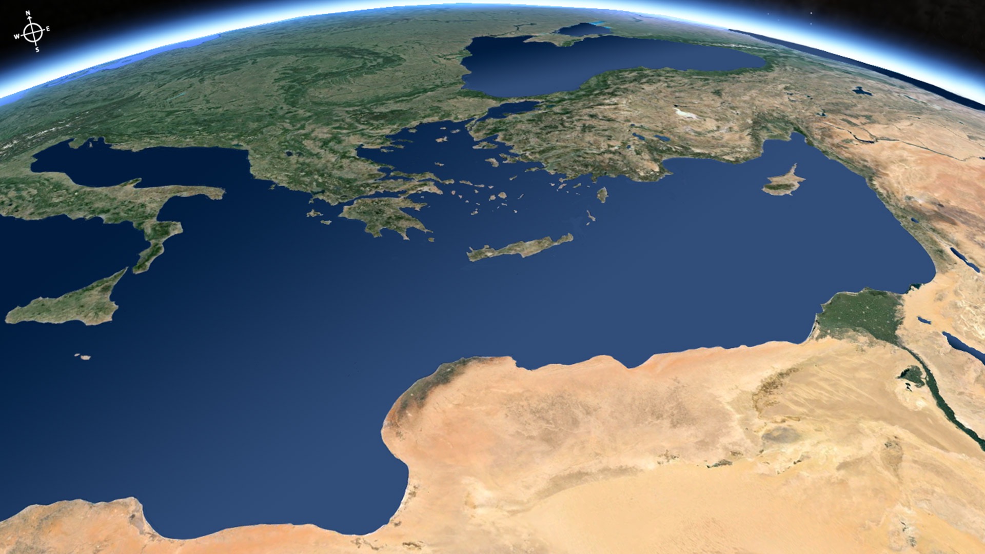 Satellite view of the Eastern Mediterranean. Image from Free Bible Images. CC BY-NC-SA 4.0 DEED.
