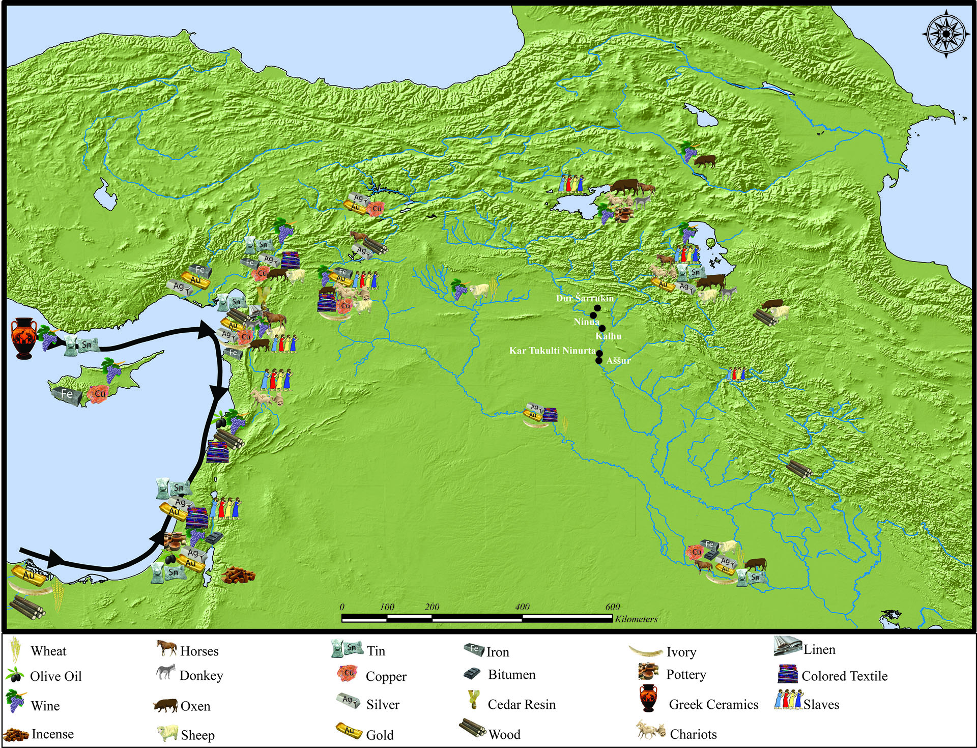 assyrian empire map