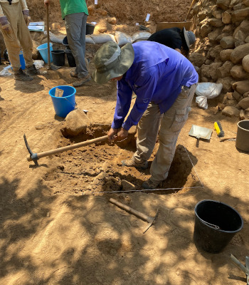 David Brown excavating at Tel Dan, Israel.