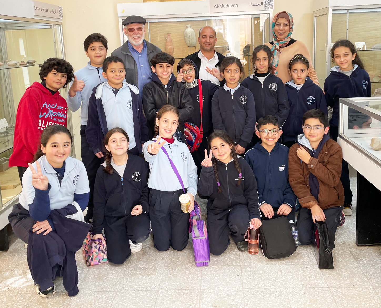 15 First of four classes with (in the back row from the right) Huda Amarin (teacher) Khaled Hawawreh (DoA district director) and Doug Clark.