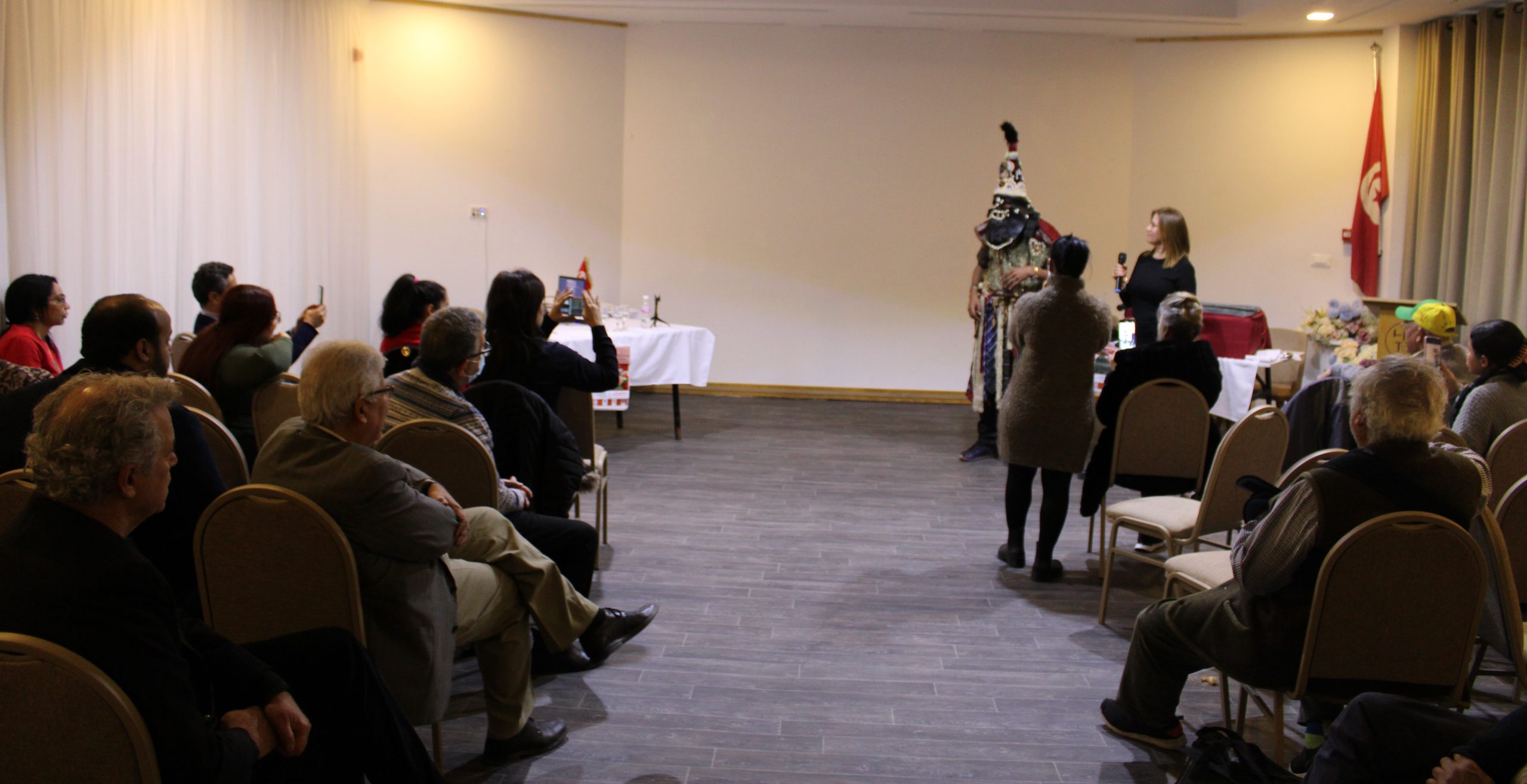 Fig. 5. Musician Belhassen Mihoub dressed in the costume of the traditional character who accompanies and dances to the music known as Stambeli (Photo Saoussen Nighaoui).