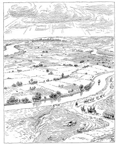 Farmlands in the Tigris Valley next to Assur as drawn by Walter Andrea more than a century ago (expedition 1903-1914).