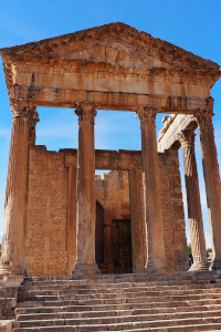 The Capitolium, Dougga, constructed in the 2nd century. (Photo by John Whitehouse).