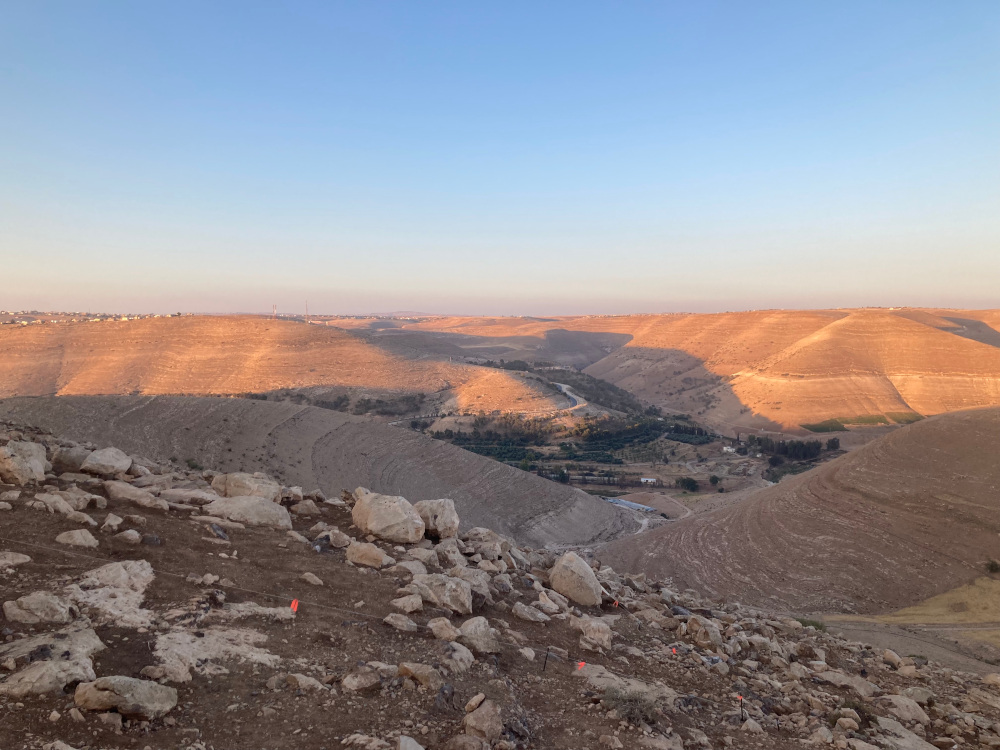 Photo 4: The first megalithic feature was excavated on the west side of Umm el-Idham and although we had to wake up early to beat the heat, we were treated to a beautiful sunrise everyday when we got to site.