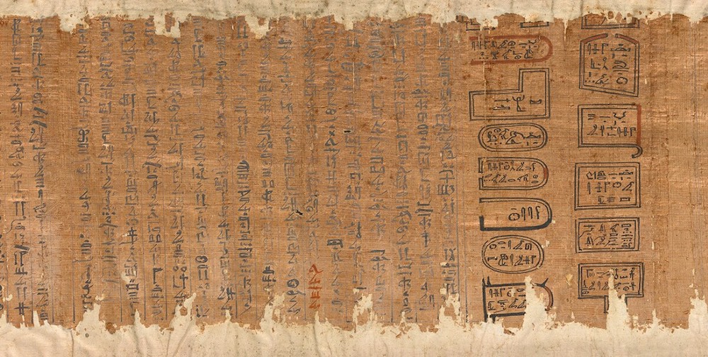 "Book of the Dead Papyrus of Webennesre" (detail), about 1479–1400 BCE, Papyrus and ink, 7 5/8 x 73 ¼ in. Getty Museum, Gift of Mr. and Mrs. H. P. Kraus, 83.AI.46.3