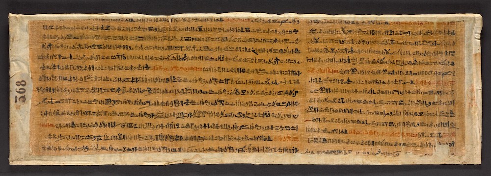 "Papyrus of Ankhesenaset", 1069–900 BCE, Egyptian. Papyrus and ink, 7 1/4 × 23 7/16 in. Getty Museum, Gift of Mr. and Mrs. H. P. Kraus, 83.AI.46.6