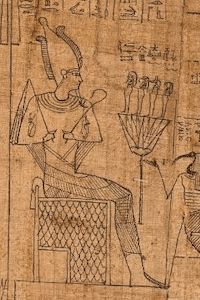 "Book of the Dead Papyrus of Pasherashakhet, son of Taber" (detail), 375–275 BCE, Egyptian. Papyrus and ink, 10 ¼ x 111 in. Getty Museum, Gift of Mr. and Mrs. H. P. Kraus, 83.AI.46.2