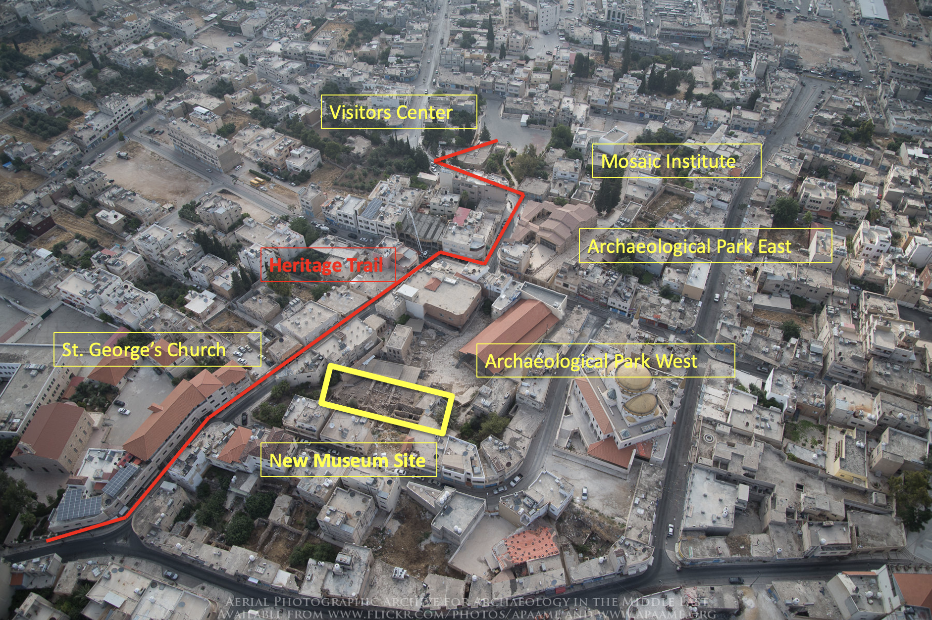 Fig 5: Aerial photo of historic downtown Madaba, courtesy APAAME