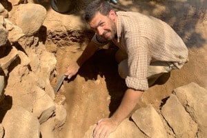 David Brown working at Tel Dan, Israel.