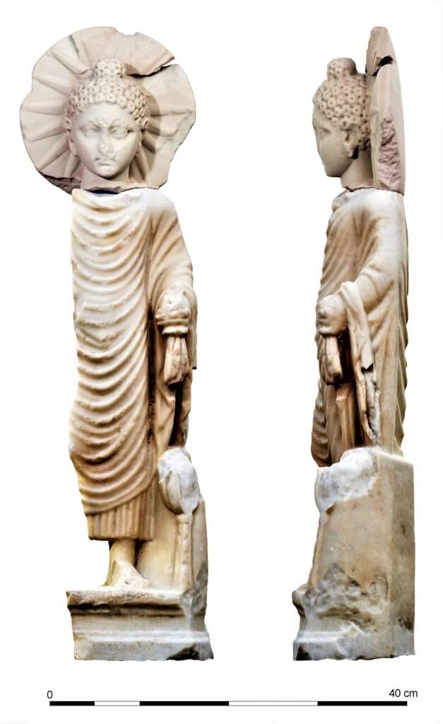 Buddha statue found at Berenike, c. 90 – 140 CE. Photo: Szymon Popławski / Berenike Project. https://pcma.uw.edu.pl/en/2023/04/27/buddha-statue-found-at-berenike-egypt/