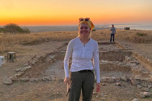 Rose Gatlin excavating at Vigla, Cyprus