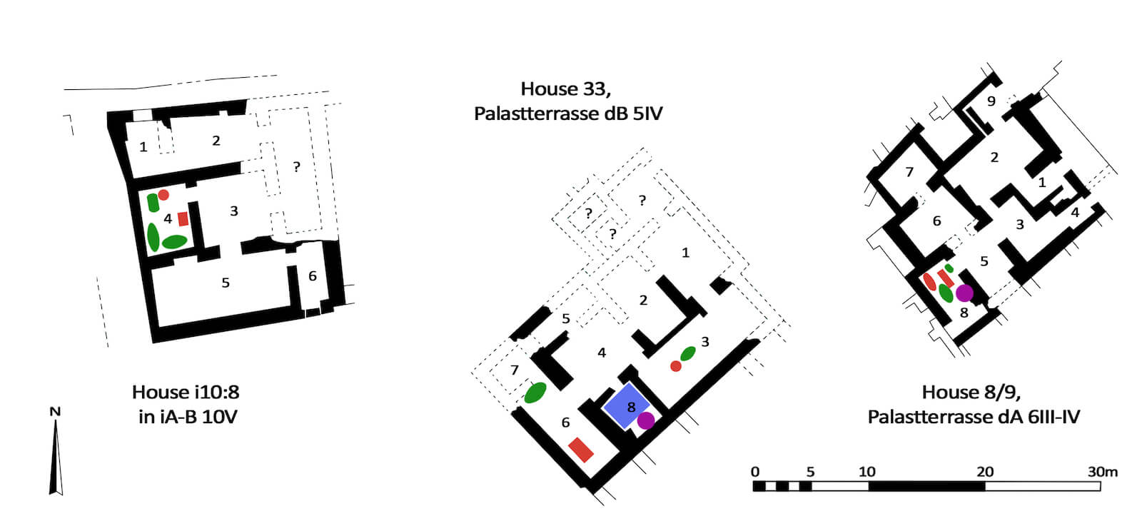 Examples of graves found under house floors in Aššur (after Miglus 1999, Taf.71-74)