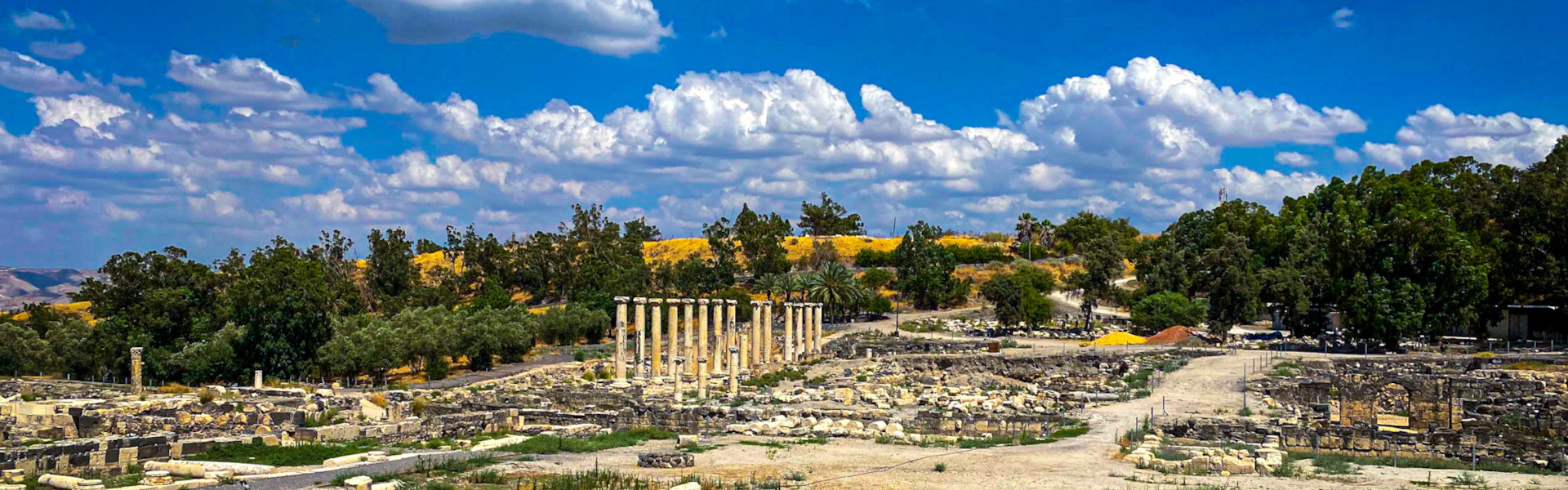A view of columns at the site of Beit She'an in Israel.