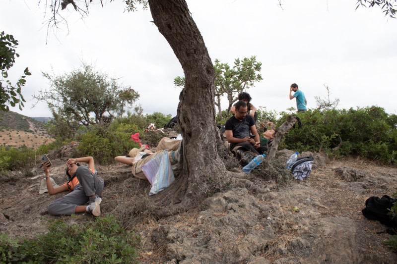 Break after a long survey morning at Oued Laou valley.