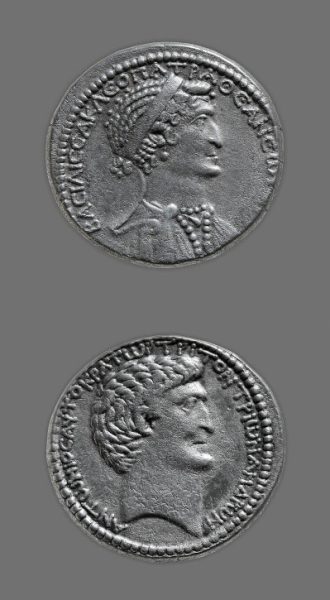 Tetradrachm, probably minted in Antioch, Syria, issued by Cleopatra and Antony, with portraits of the two rulers (Art Institute Chicago 2008.173. CC0 Public Domain).