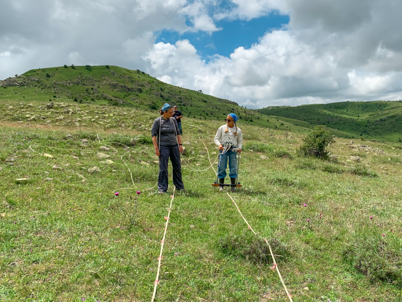 Carrying out resistivity surveys.