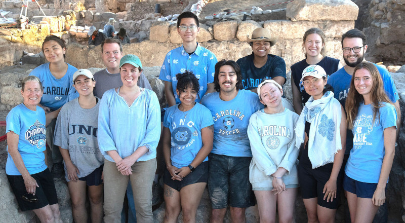 Professor Jodi Magness with current and former UNC students at the Huqoq excavations (Photo credit: Jim Haberman).