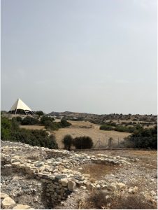 A view of the Neolithic site of Tenta from our dig site.