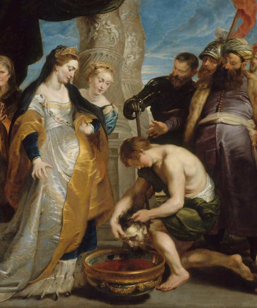 “Head of Cyrus Brought to Queen Tomyris”, painting by Peter Paul Rubens, cropped; original currently in the Museum of Fine Arts Boston.