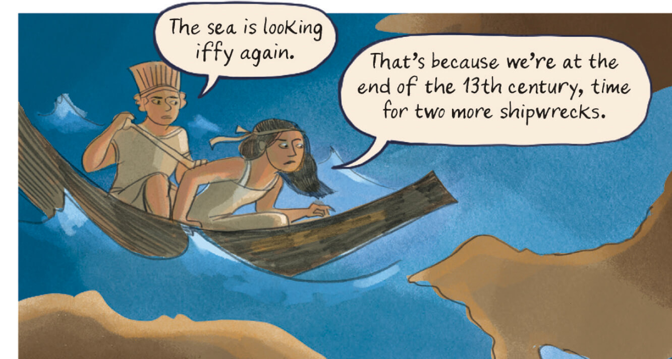 Pel and Shesha exploring the seas. Text and illustration by Glynnis Fawkes.