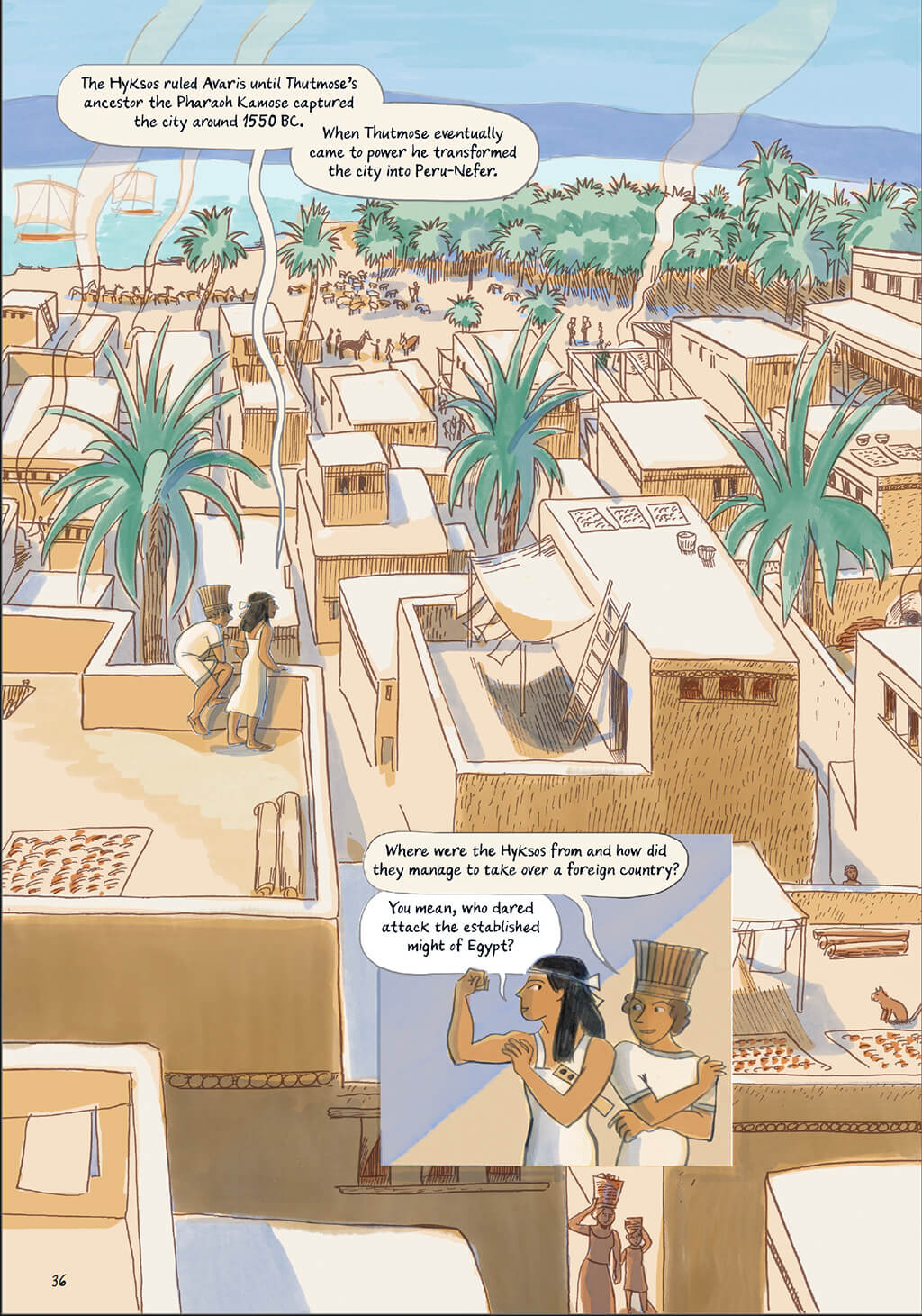 Pel and Shesha visit Avaris, the Hyksos capital. Text and illustration by Glynnis Fawkes.