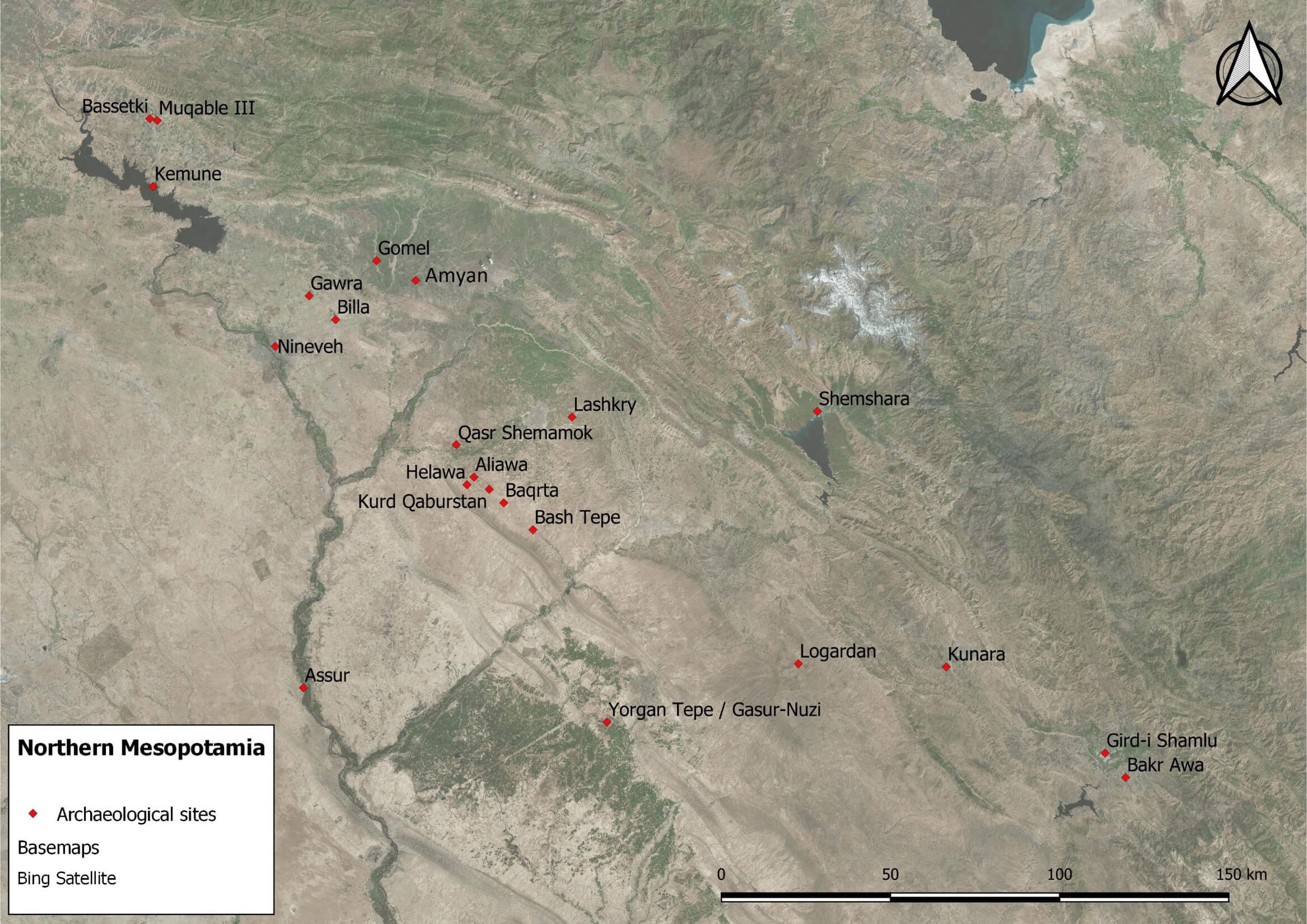 Fig. 1. Map of the Trans-Tigridian region with the location of Helawa and Aliawa in the Erbil Plain.