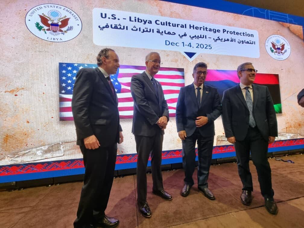 Rick St. Hilaire (ASOR), Andy Vaughn (ASOR), Mohammed Faraj Mohammed Al-Fallos (DOA), and Chargé d’Affaires Jeremy Berndt (U.S. Embassy Libya).