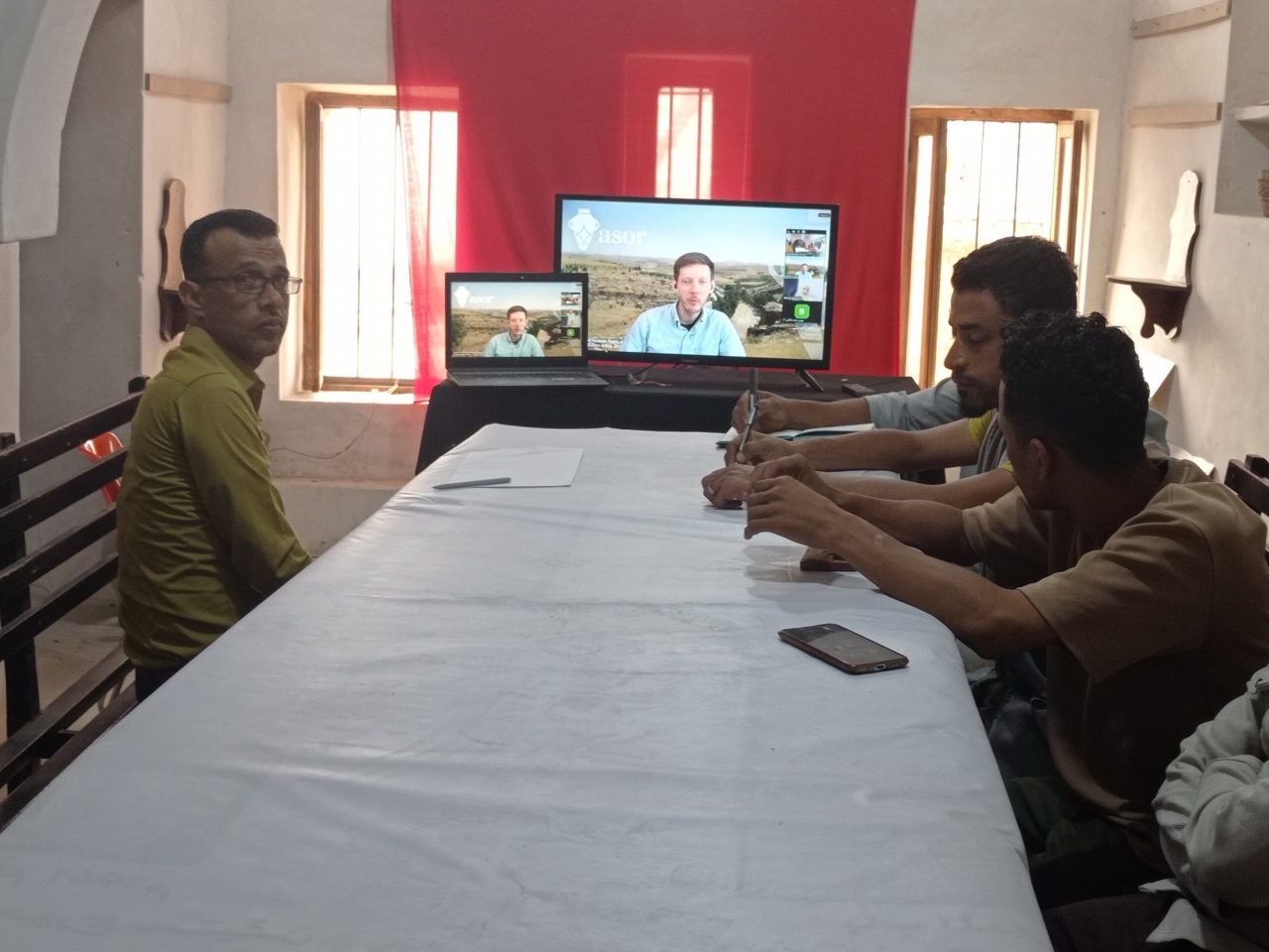 Training of members of the General Authority for Antiquities and Museums in the mapping program QGIS. Photo Credit: General Authority for Antiquities and Museums.