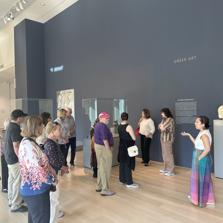 Lisa Cakmak explains the process behind the Greek, Roman, and Byzantine galleries at the Art Institute during the Friends of ASOR Chicago tour, Sept. 19, 2025.