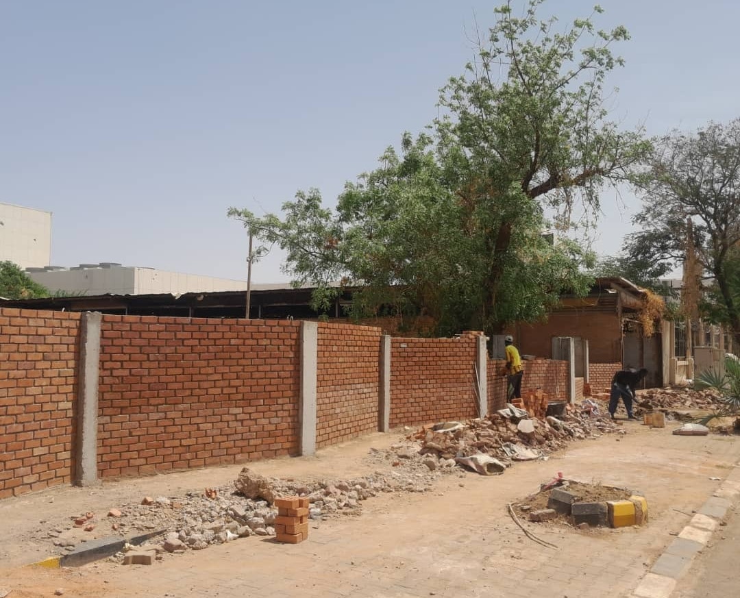 The replacement wall nearing completion.