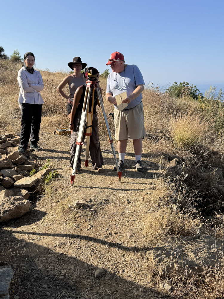 Students learning how to take elevations with the help of Project Director Dr Michael Hoff.