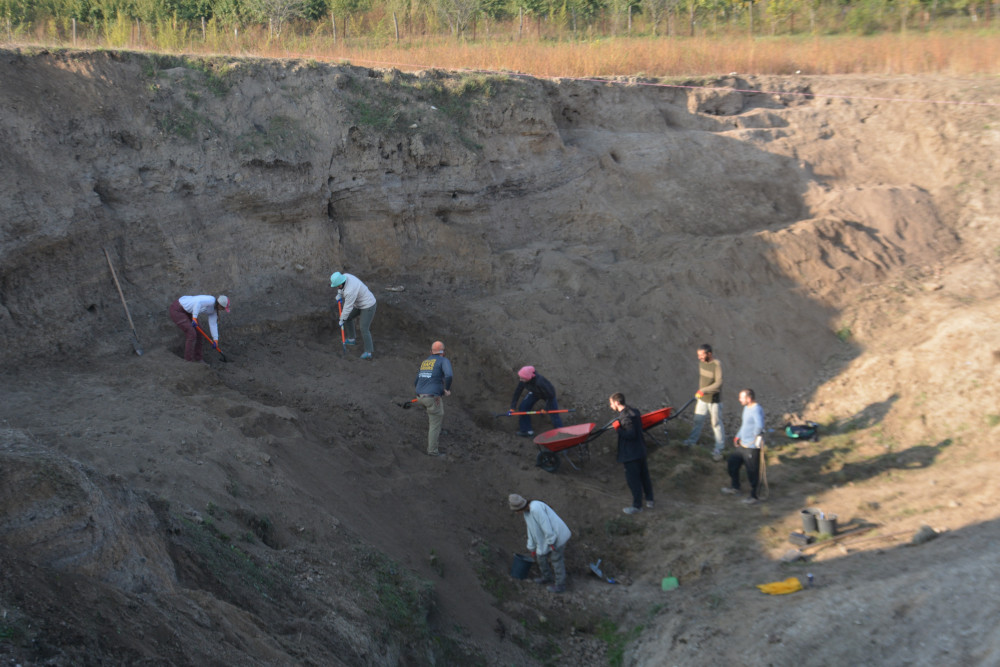 Cleaning process of the old trench where soil has accumulated for approximately 40 years.
