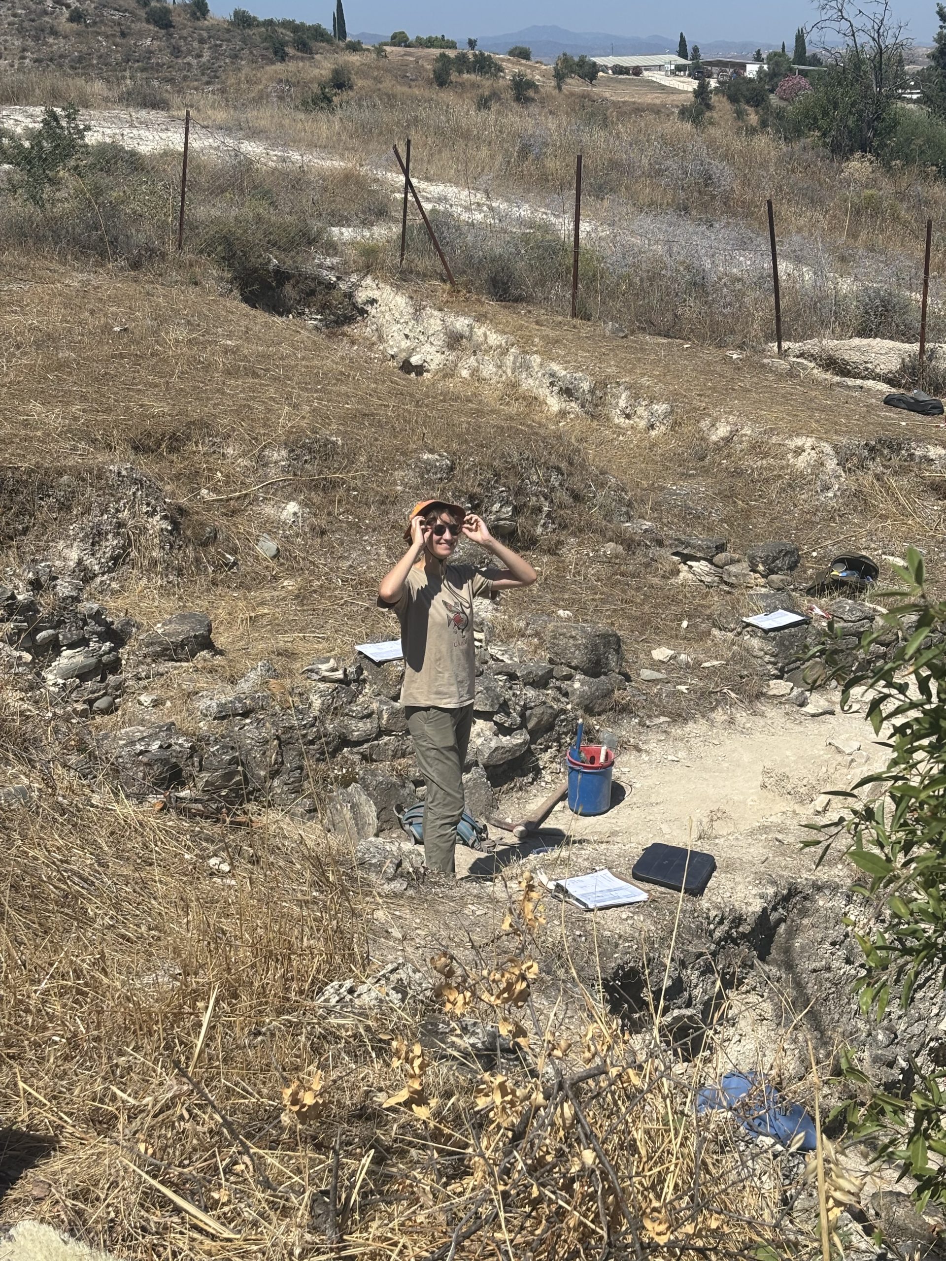 In the field, wrapping up for the day.